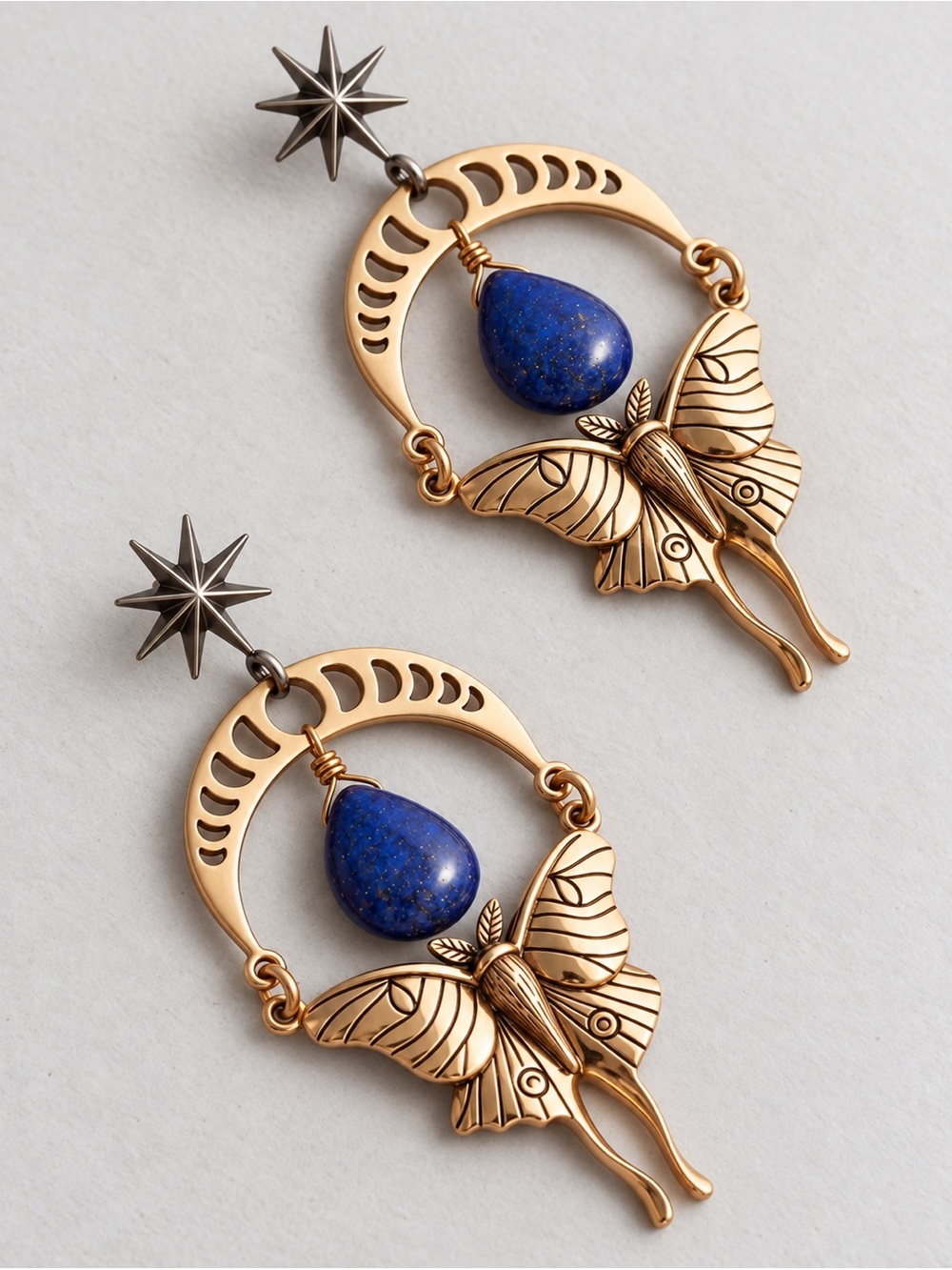Leonora~ Whimsical Fairy Moth Butterfly Frog Hybrid Moon Phase Venus Star Dangle